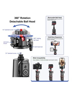 Excefore Phone Tripod Selfie Stick, Mini Camera Tripod Phone Holder, with Cold Shoe Mount Travel Tripod and Remote Shutter Control, for iPhone Samsung Camera Stand Video Recording Vlog  - Image 2