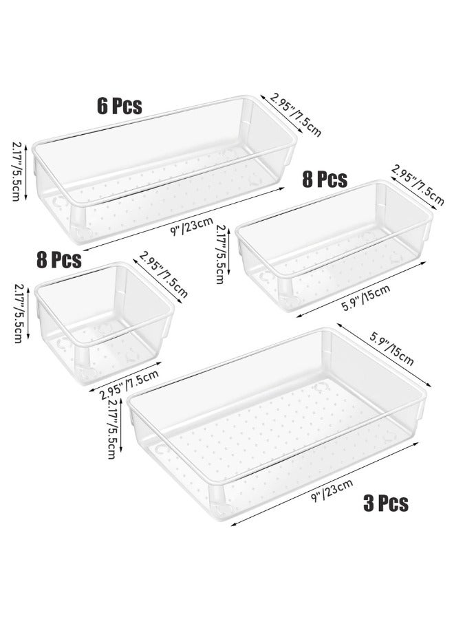 Zimtal Set of 4 Size Versatile Desk Drawer Organizers and Storage Bins for Makeup, Bedroom, Jewelry, and Kitchen/Office Devices made of Clear Plastic (25 pcs) - Image 2