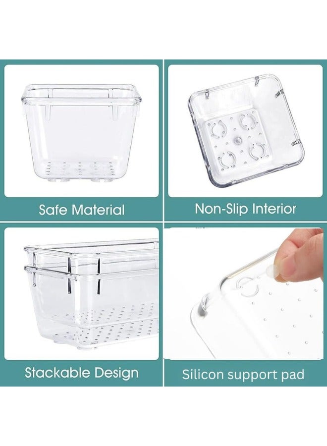 Zimtal Set of 4 Size Versatile Desk Drawer Organizers and Storage Bins for Makeup, Bedroom, Jewelry, and Kitchen/Office Devices made of Clear Plastic (25 pcs) - Image 4