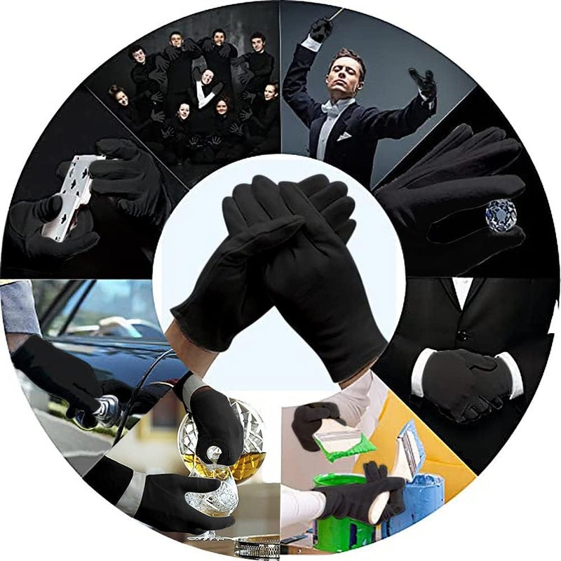 klarako Cotton Gloves, 6 Pairs 8.6'' Large Size Thicker Works Lining Gloves for Coin Jewelry Silver Inspection Formal - Image 2