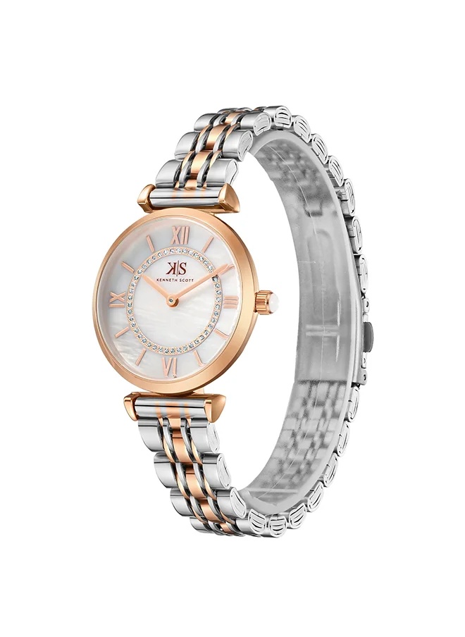 KENNETH SCOTT Kenneth Scott Women's White Dial Analog Watch - K23531-RBKW