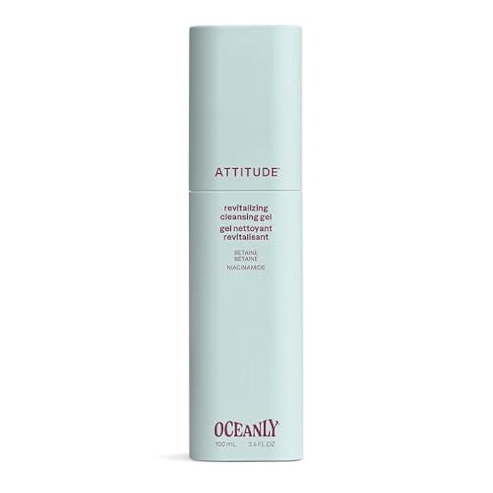 ATTITUDE Revitalizing Cleansing Gel, Gentle Face Wash with Betaine & Niacinamide for Radiant, Healthy-Looking Skin, EWG Verified, Vegan, Unscented, 3.4 Fl Oz - Image 1
