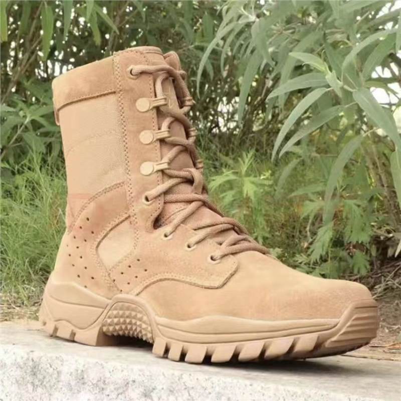 021 Zipper Combat New Training Boots Brown Breathable Waterproof Cowhide Outdoor Wear-Resistant Training Puncture High-Top - Image 3