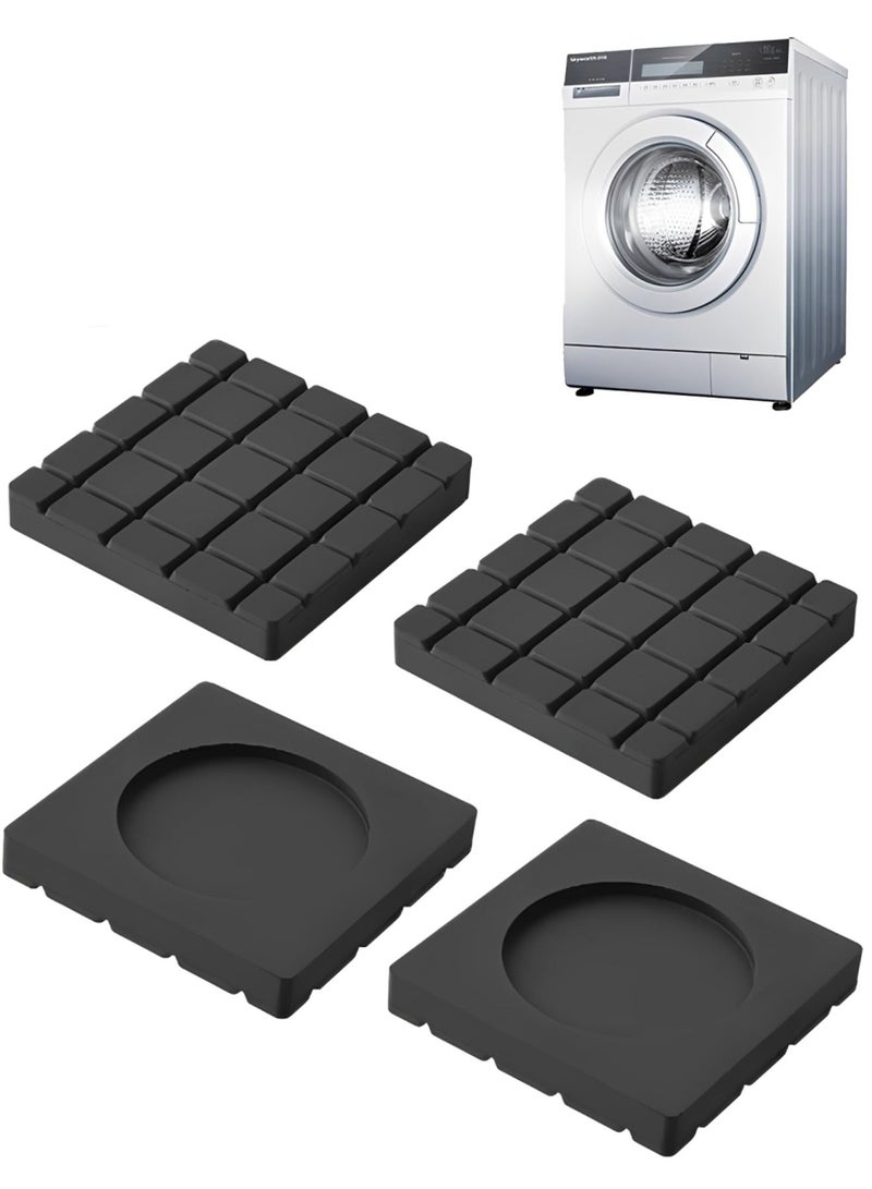 OUTON 4 Pcs Anti Vibration Pads for Washing Machine, Washing Machine, Anti Vibration Pads, Black Square Rubber Washing Machine Vibration Pads for Dry Cleaning Machines and Washing Machines - Image 1