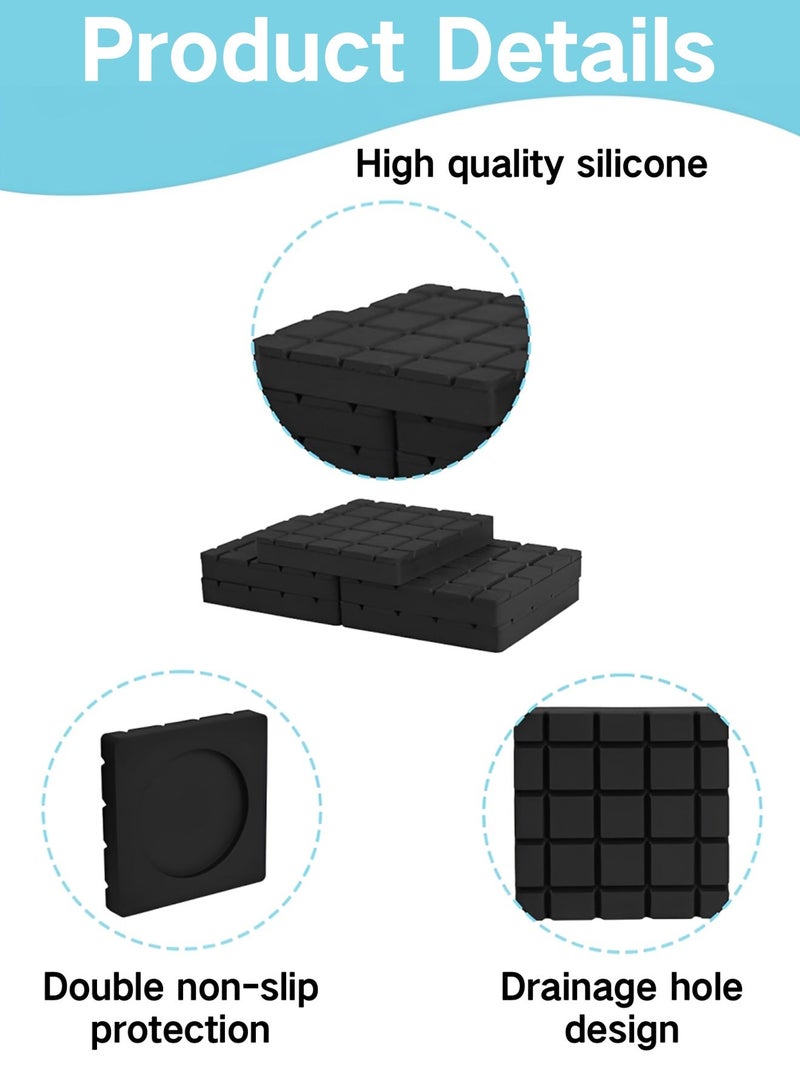 OUTON 4 Pcs Anti Vibration Pads for Washing Machine, Washing Machine, Anti Vibration Pads, Black Square Rubber Washing Machine Vibration Pads for Dry Cleaning Machines and Washing Machines - Image 4