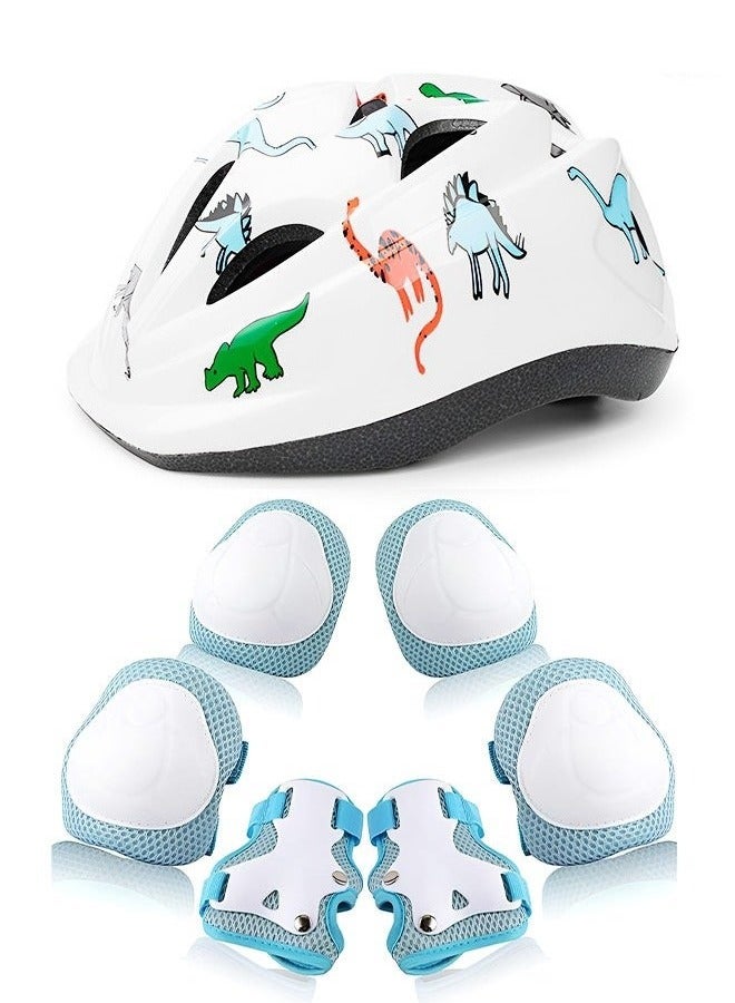 GUDOO Kids Bike Helmet Set Skateboard Knee Pads Kids Helmet Elbow Pads Wrist Guards Adjustable for 3 to 8 Years Girl Boy Kids - Image 1