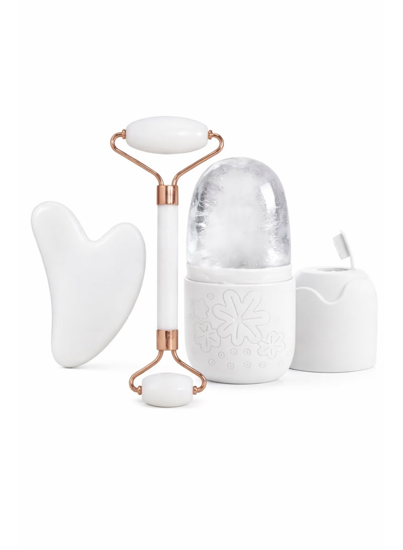 Facial Massage Roller and Gua Sha Stone Massage Tool Set for Face and Neck