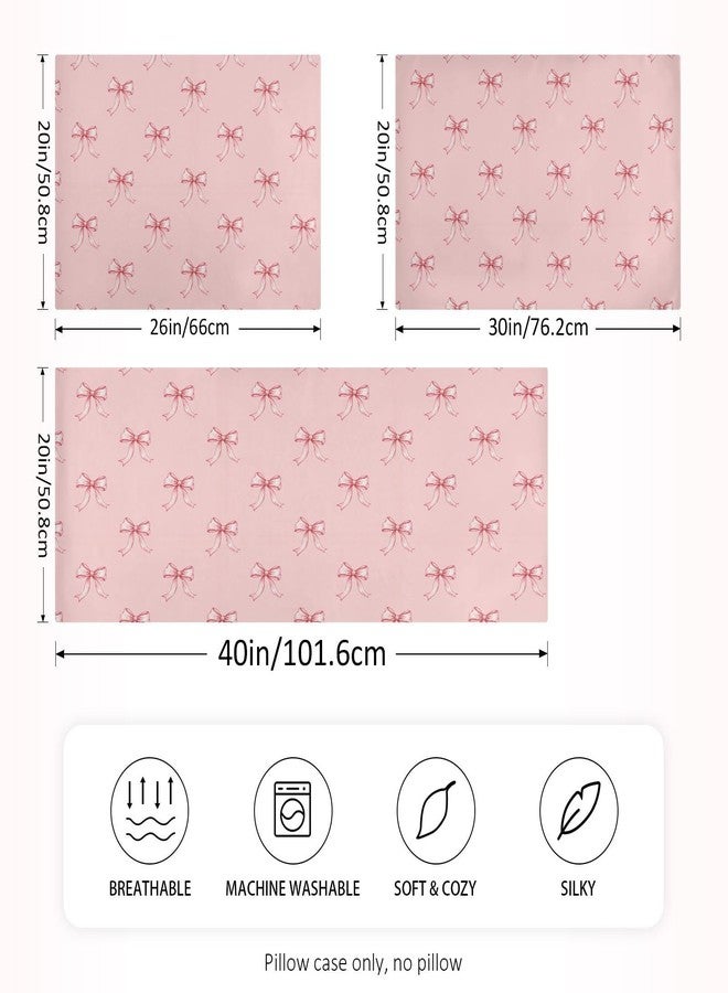 KOPIRIT Ribbon Bow Pink Pillow Covers Silk Pillowcase for Hair and Skin Soft Breathable Smooth Cooling Satin Pillowcase Standard Size Pillow Case for Hot Sleepers Bed Women 20x26 Inch - Image 4