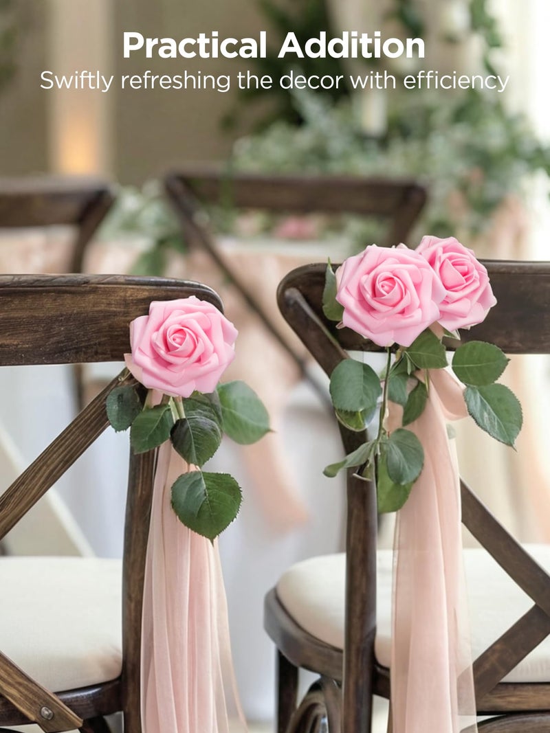 InnoGear Artificial Roses Foam Flowers  50 Pcs Pink Roses Artificial Flowers Fake Roses for Decoration DIY Wedding Bouquets Centerpieces Bridal Shower Party Valentine's Day Christmas Xmas - Image 3