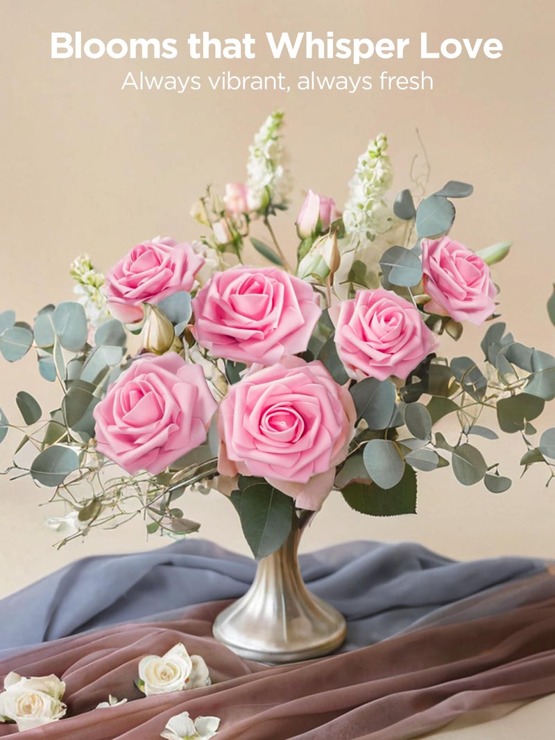 InnoGear Artificial Roses Foam Flowers  50 Pcs Pink Roses Artificial Flowers Fake Roses for Decoration DIY Wedding Bouquets Centerpieces Bridal Shower Party Valentine's Day Christmas Xmas - Image 4
