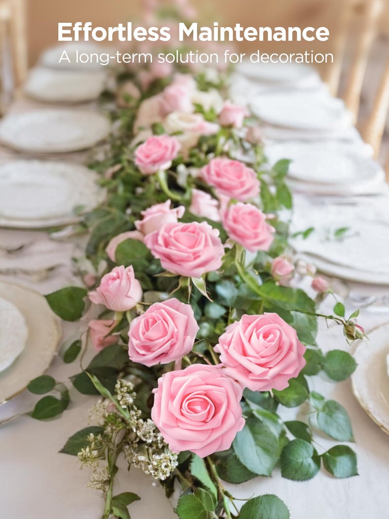 InnoGear Artificial Roses Foam Flowers  50 Pcs Pink Roses Artificial Flowers Fake Roses for Decoration DIY Wedding Bouquets Centerpieces Bridal Shower Party Valentine's Day Christmas Xmas - Image 5