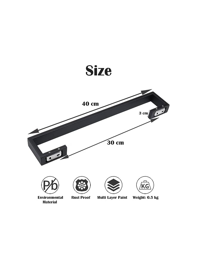 S-TOP Bath Towel Bar Stainless Steel, Towel Holder for Bathroom Wall Mounted Towel Rack Bathroom Hardware Accessories 40 cm Black - Image 5