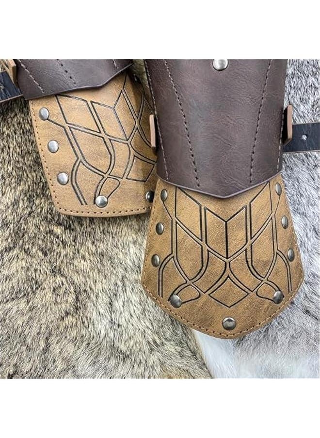 Generic Medieval Embossed Faux Leather Elf Arm Guards, Fantasy Cosplay Buckle Bracers, Knight Archer Gauntlets for LARP  - Image 5