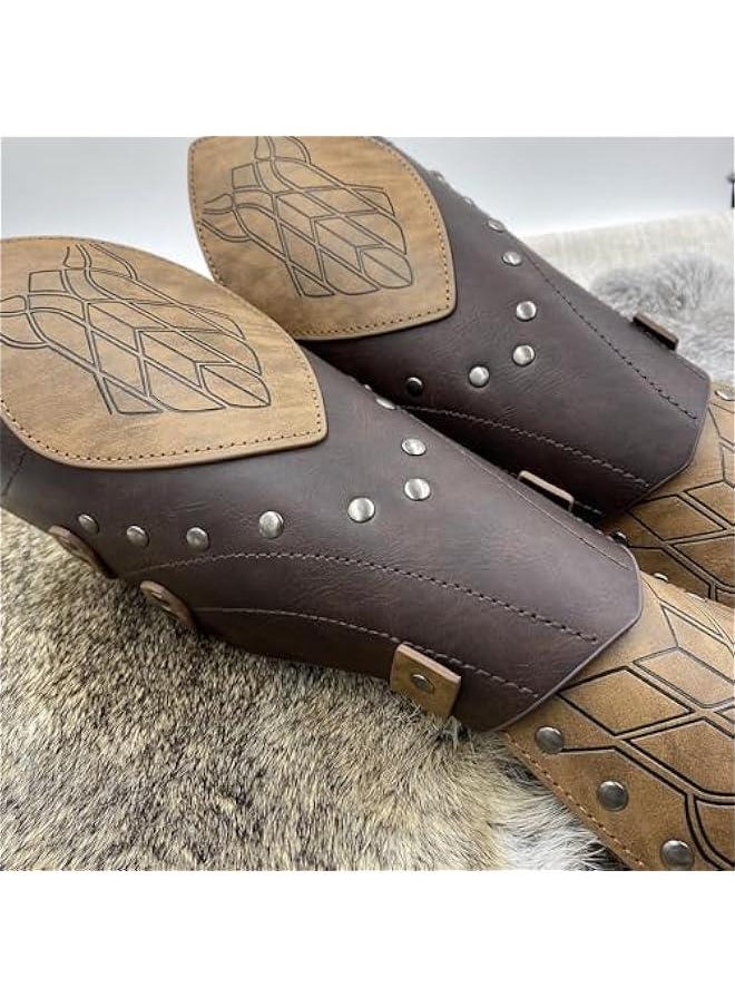Generic Medieval Embossed Faux Leather Elf Arm Guards, Fantasy Cosplay Buckle Bracers, Knight Archer Gauntlets for LARP  - Image 4
