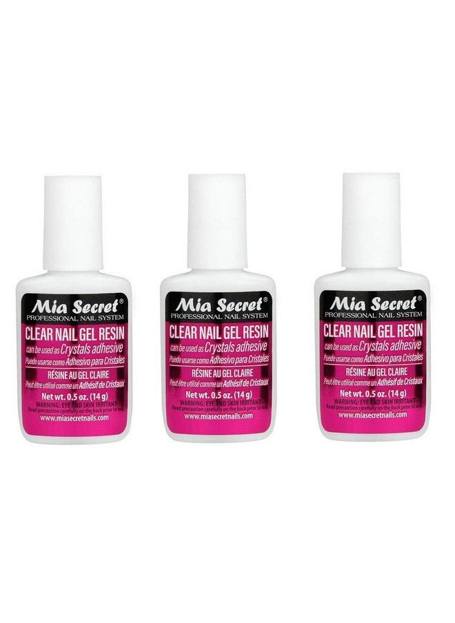 MIA SECRET 3 Pack (½ Oz.) Brush On Clear Nail Gel Resin Glues Crystals  - Image 2