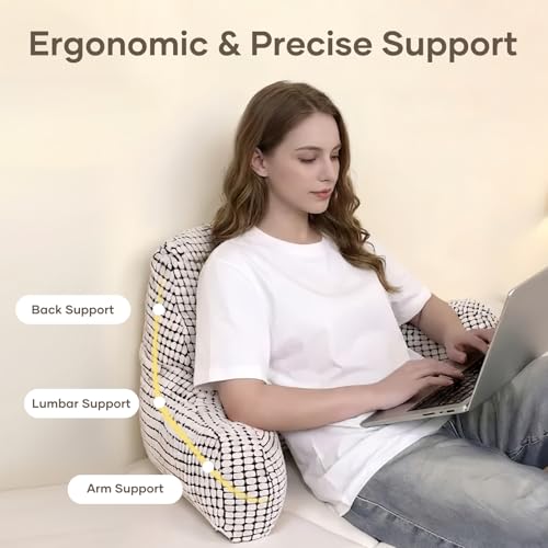 NOONTIDE Reading Pillow with Top Handle,Uniquely Designed Soft Fabric, Ergonomic Back Support for Bed,Cover Washable Sit up Pillow,Watching TV/Gaming/Relaxing(White) - Image 2