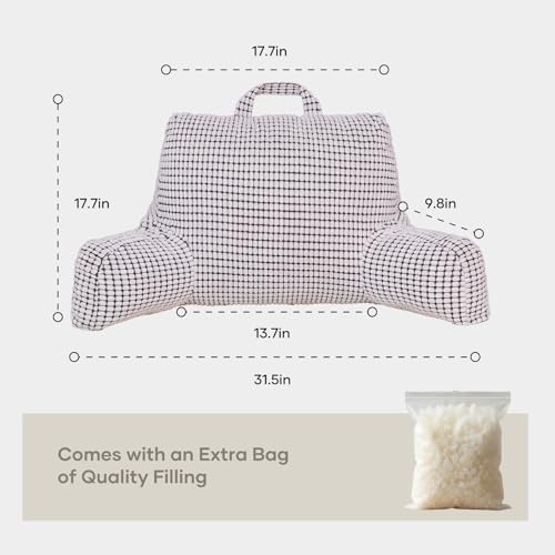 NOONTIDE Reading Pillow with Top Handle,Uniquely Designed Soft Fabric, Ergonomic Back Support for Bed,Cover Washable Sit up Pillow,Watching TV/Gaming/Relaxing(White) - Image 5