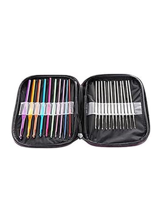 Cutebox 22Pcs Mixed Aluminum Handle Crochet Hooks  Ergonomic Knitting Knit Needles  Weave Yarn Set  0.6-6.5Mm 