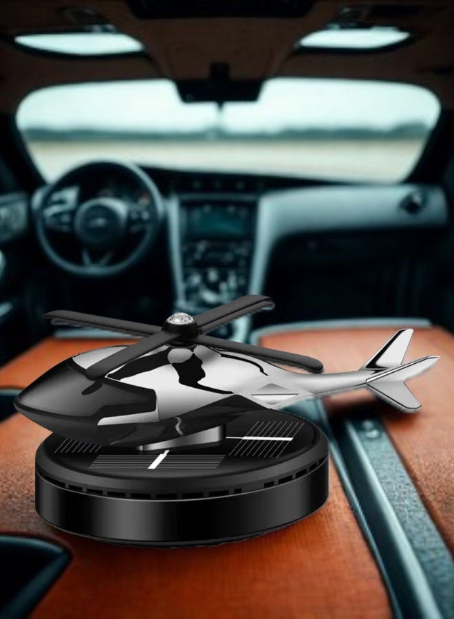 معطر سيارة فاخر بتصميم طائرة هليكوبتر دوارة – طاقة شمسية، رائحة طبيعية ثابتة، ديكور راقٍ لواجهة السيارة - Image 1