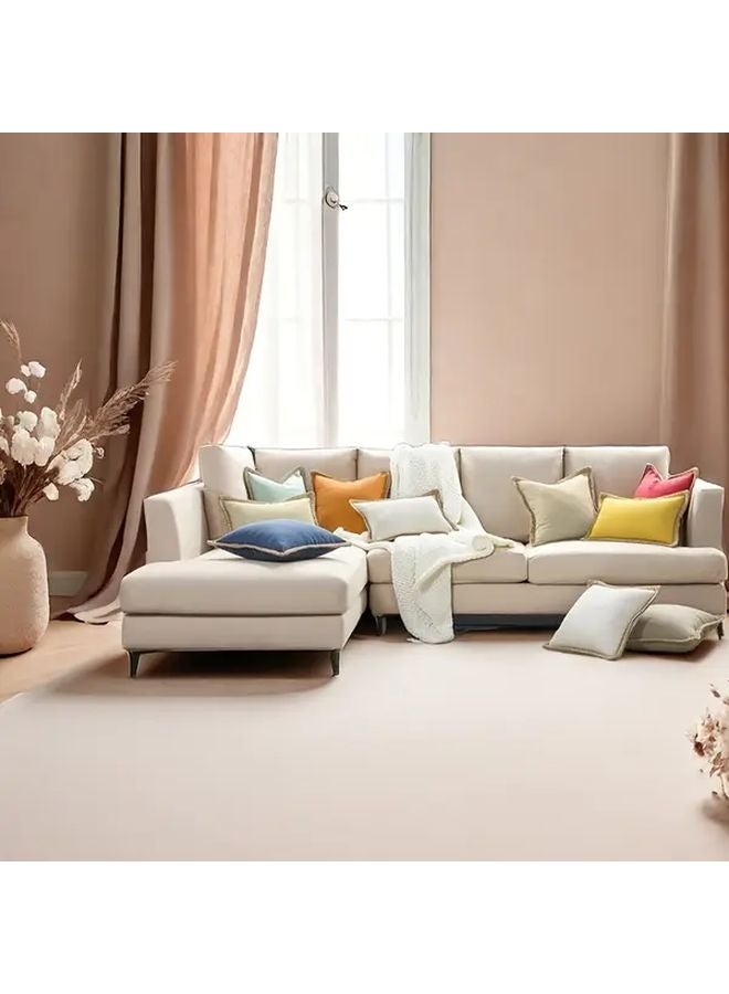 Yellow Linen Pillow Cover 18x18 Inch Zippered Cushion Case with Rope Trim for Living Room - Image 5