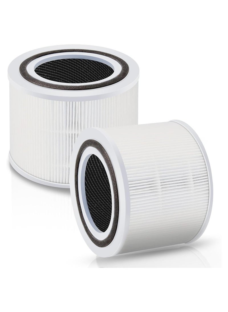 م.ا & ف'س فلتر بديل أساسي Core 300 متوافق مع جهاز تنقية الهواء LEVOIT Core 300 / 300S، فلتر 3 في 1 H13 من فئة HEPA الحقيقية وفلتر الكربون النشط، بديل لفلتر Core300-RF، أبيض (قطعتان) - Image 1