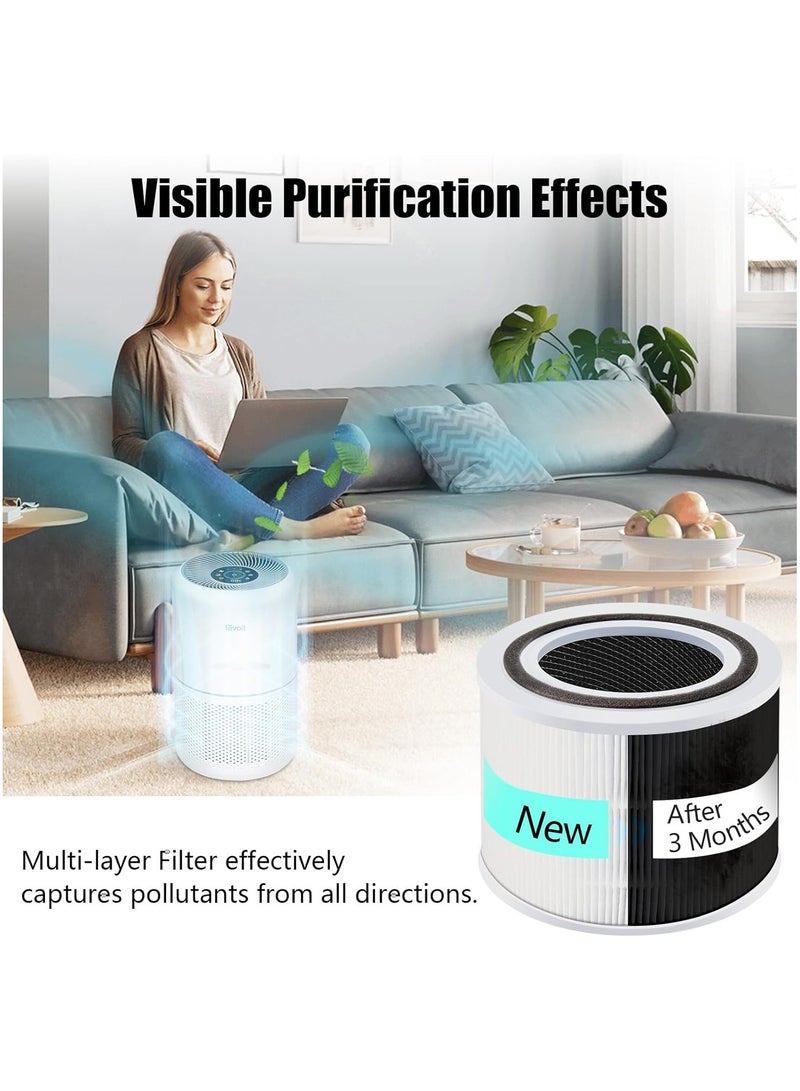 م.ا & ف'س فلتر بديل أساسي Core 300 متوافق مع جهاز تنقية الهواء LEVOIT Core 300 / 300S، فلتر 3 في 1 H13 من فئة HEPA الحقيقية وفلتر الكربون النشط، بديل لفلتر Core300-RF، أبيض (قطعتان) - Image 3