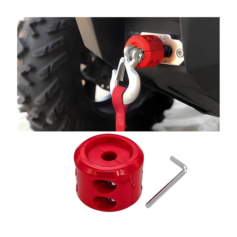 Bittwee Car Rubber Winch Stopper for ATV UTV Truck Cable Saver Hook Stopper Line for Synthetic Rope Bump Shock Saver Dampener with Stainless Steel Screw and Nut Quick Installation Tool Red - Image 3