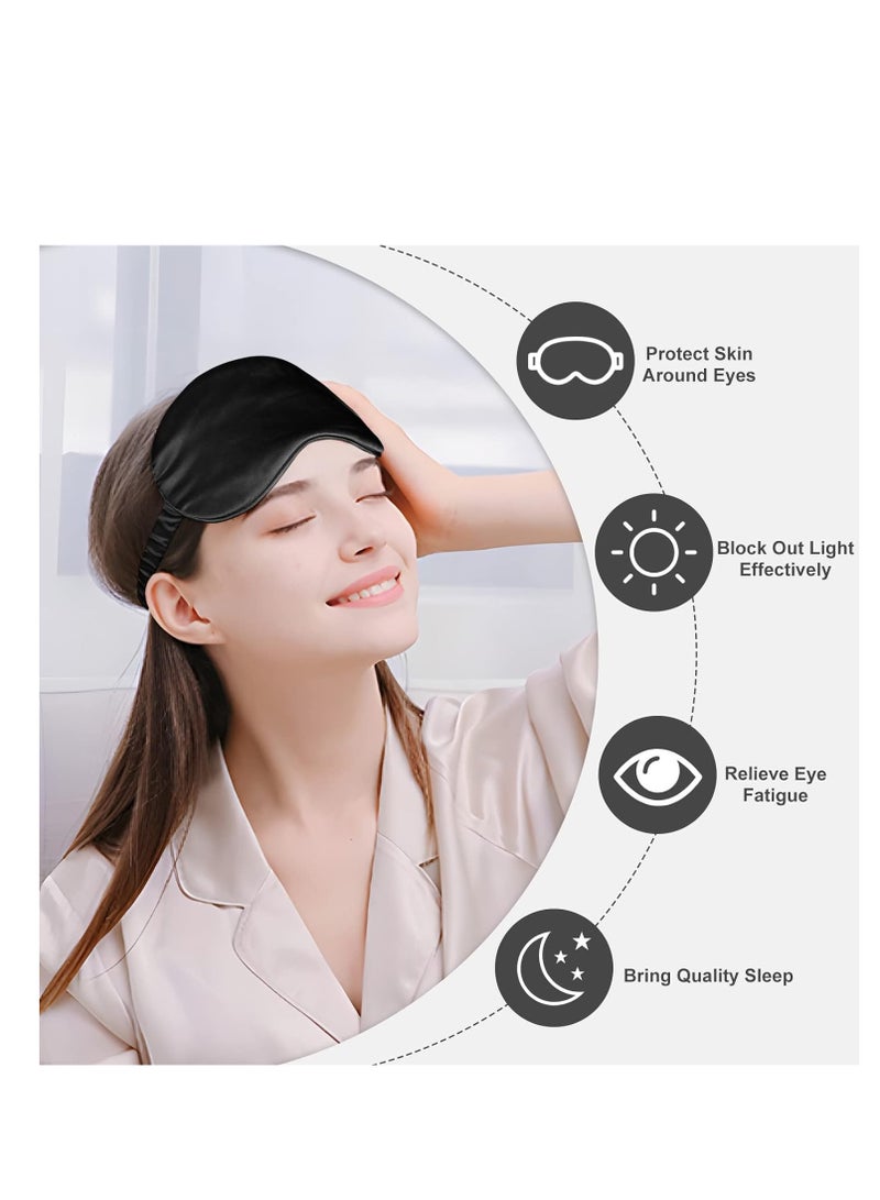OLESILK Silk Sleep Mask Eye Mask Blindfold with Double Layer Silk Filling and Elastic Strap for Full Night's Sleep, Travel and Nap, Soft Eye Cover Eyeshade with Luxury Bag and Ear Plugs by OLESILK (Black) - Image 3