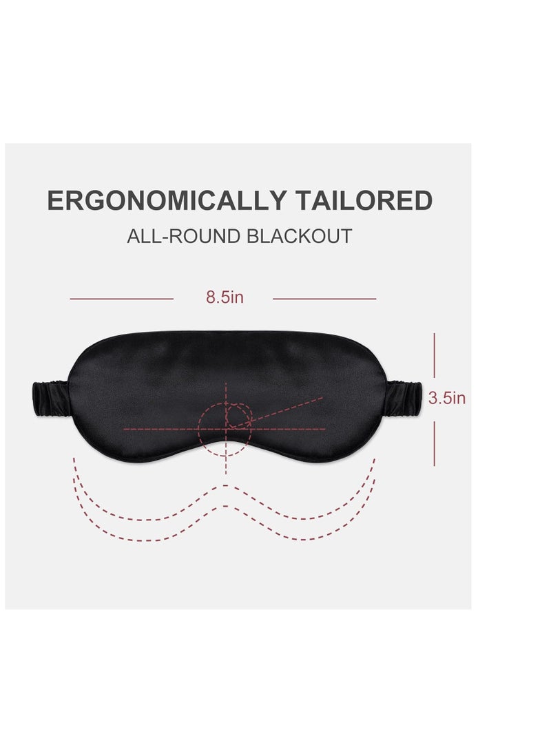 OLESILK Silk Sleep Mask Eye Mask Blindfold with Double Layer Silk Filling and Elastic Strap for Full Night's Sleep, Travel and Nap, Soft Eye Cover Eyeshade with Luxury Bag and Ear Plugs by OLESILK (Black) - Image 4