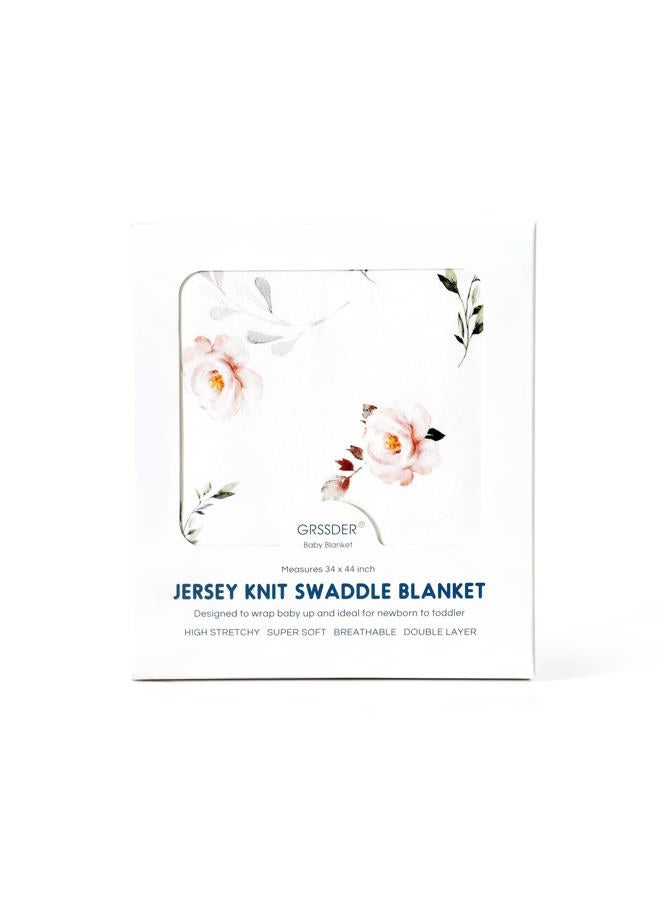 GRSSDER Baby Blankets Super Soft Jersey Knit Swaddle Blanket for Baby Girls and Boys, Double Layer Receiving Blankets 34 x 44 Inches, Extra Large for Baby Swaddling, Pink Rose - Image 4