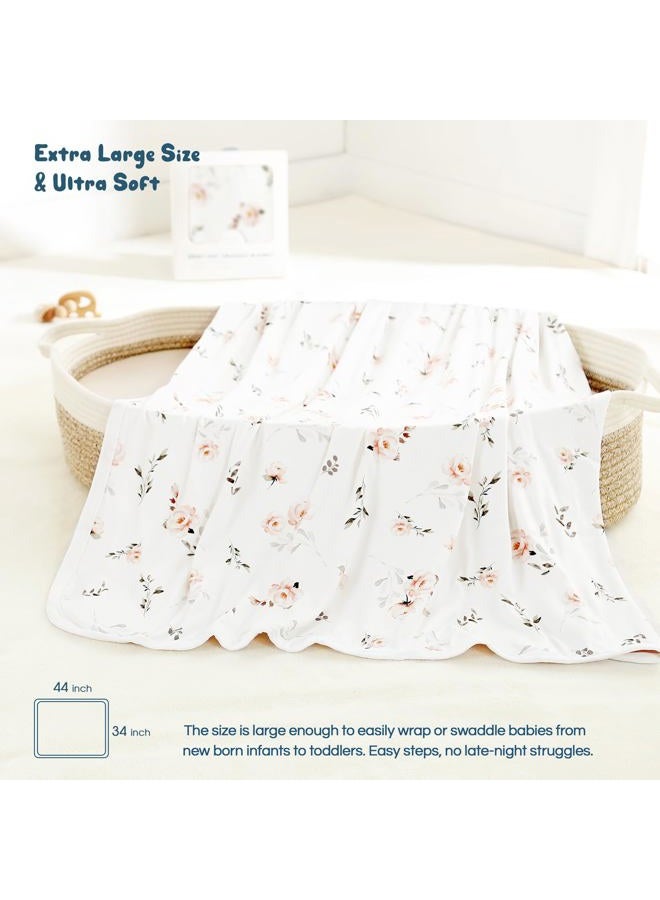GRSSDER Baby Blankets Super Soft Jersey Knit Swaddle Blanket for Baby Girls and Boys, Double Layer Receiving Blankets 34 x 44 Inches, Extra Large for Baby Swaddling, Pink Rose - Image 2