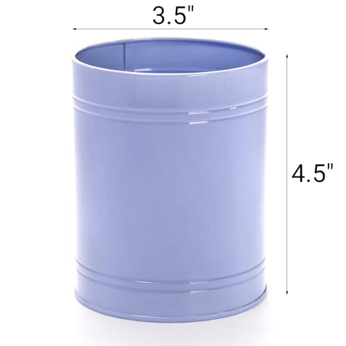Tlence 9 Pack Metal Pen Holders for Desk, Colorful Bulk Round Pencil Cup Caddy, Desktop Stationery Organizer and Accessories for Office Classroom, Makeup Brush Storage, 3.5 x 4.5 Inches - Image 2