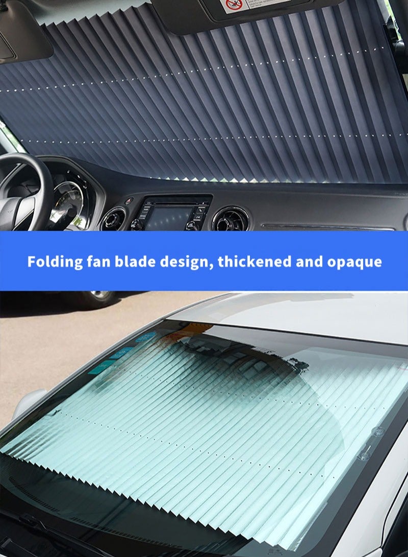 Sharpdo Retractable Car Front Sun Shade Visor Blocks 99% UV Rays, 145*70cm Suit for SUV and MPV or Mid-size Cars - Image 2