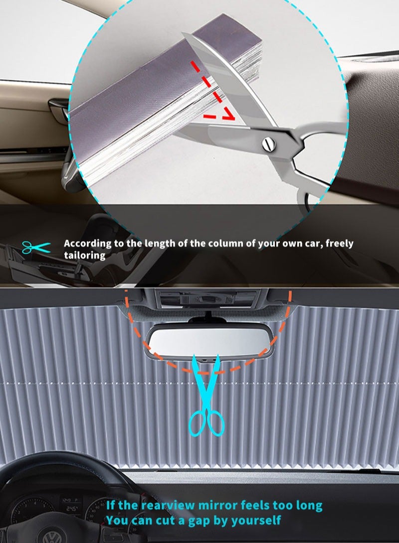 Sharpdo Retractable Car Front Sun Shade Visor Blocks 99% UV Rays, 145*70cm Suit for SUV and MPV or Mid-size Cars - Image 4