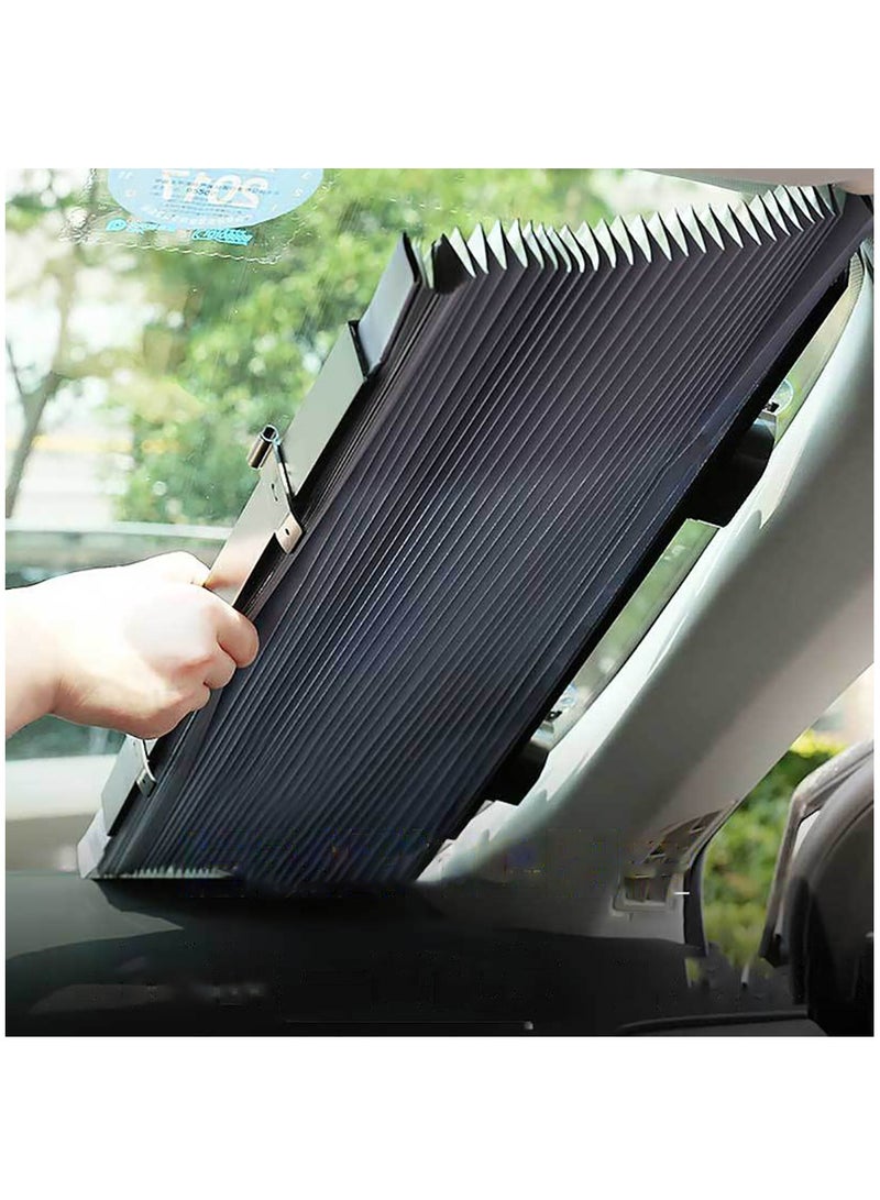 Sharpdo Retractable Car Front Sun Shade Visor Blocks 99% UV Rays, 145*70cm Suit for SUV and MPV or Mid-size Cars - Image 3