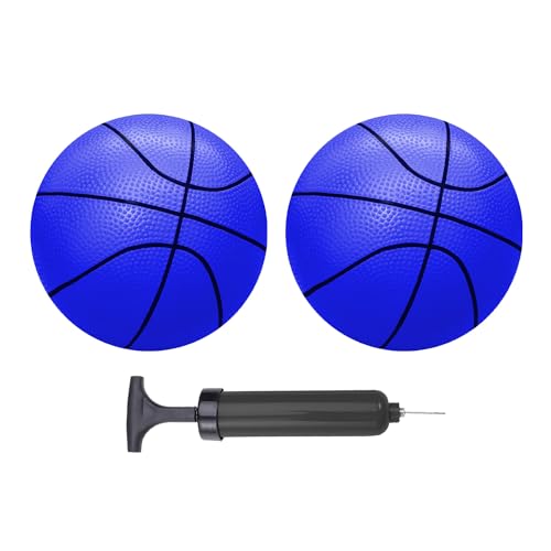 ABAJI Mini Basketballs Blue 2 Pack 5 Set with Pump Needle Durable Material for Mini Hoop 3 Years Toddlers Kids Teenagers for Pool Indoors Outdoors - Image 1