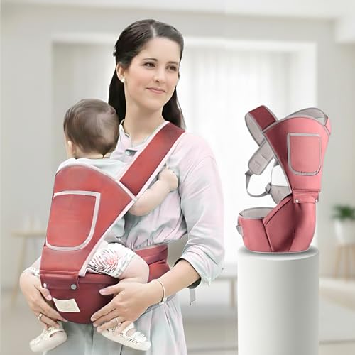 OBABY Ergonomic Hip Seat Baby Carrier: Pain-Free Lumbar Support for Parents – 5 Comfortable Carry Positions – Soft Premium Cotton, Lightweight & Adjustable – Essential Travel Gear for Infants & Toddlers (Pink) - Image 1