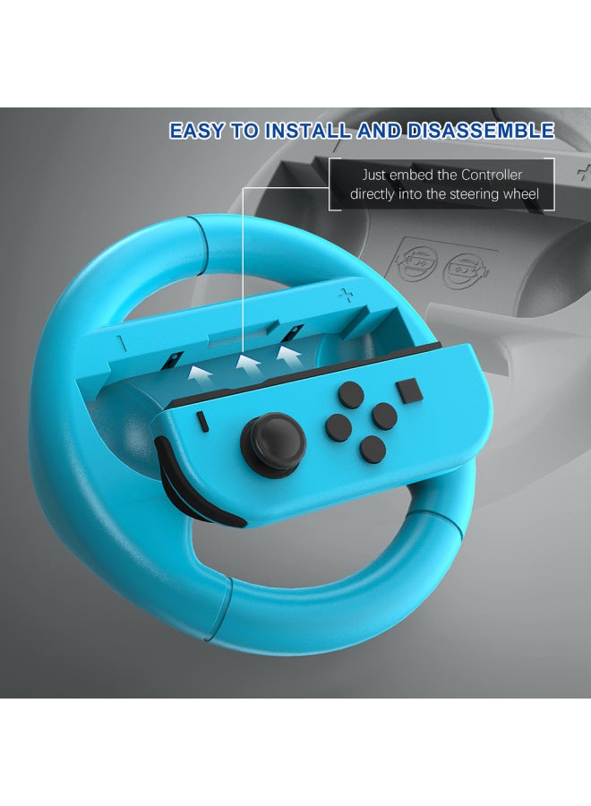 Nintendo Joy-con Steering Wheel Switch  Switch OLED Handle Steering Wheel Bracket Grip-Product Color:Round Handle Grip White  - Image 5