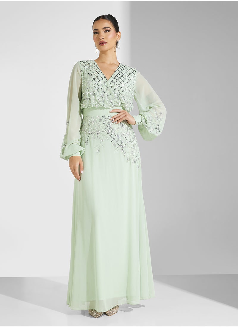 Frock and Frill - Embellished Flare Sleeve Dress - Image 1