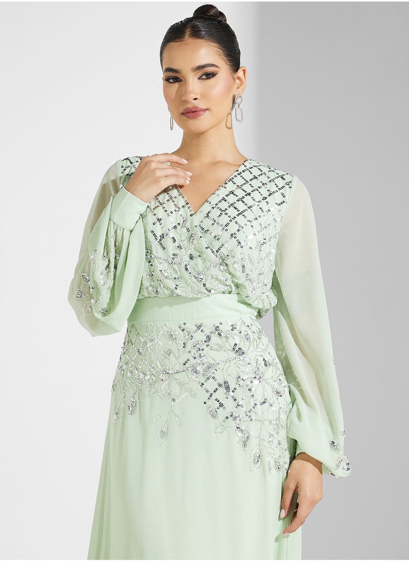 Frock and Frill - Embellished Flare Sleeve Dress - Image 1