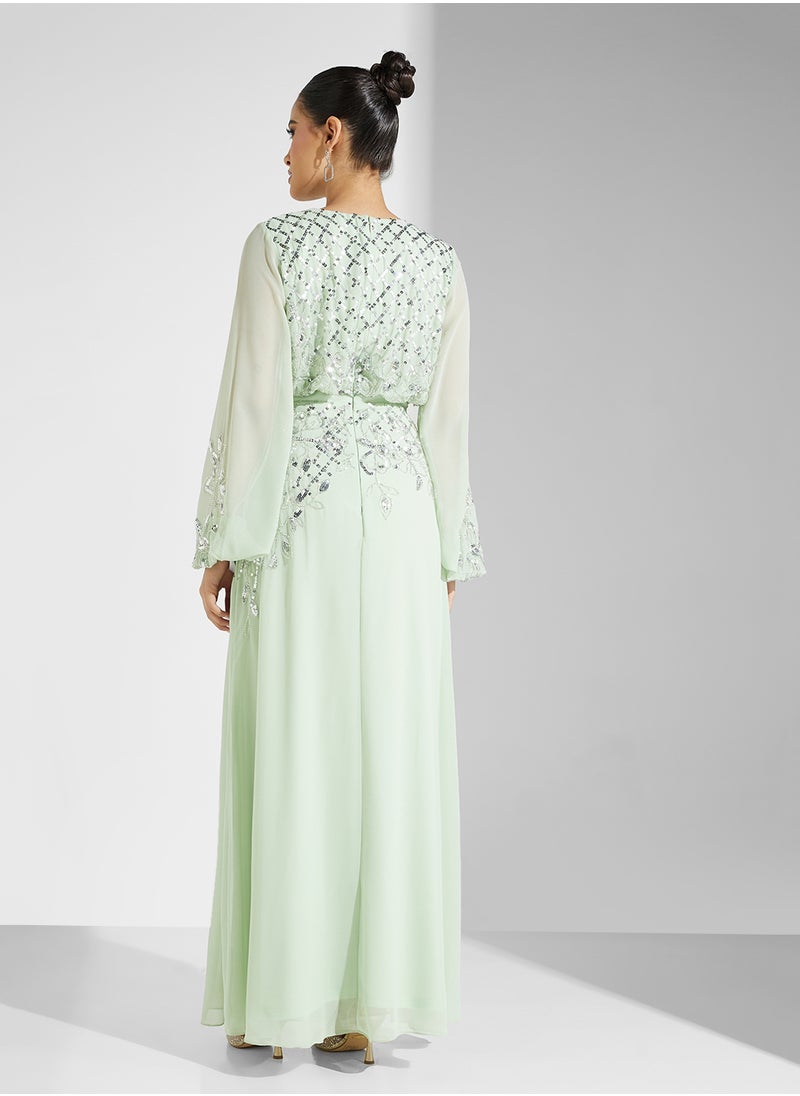 Frock and Frill - Embellished Flare Sleeve Dress - Image 1