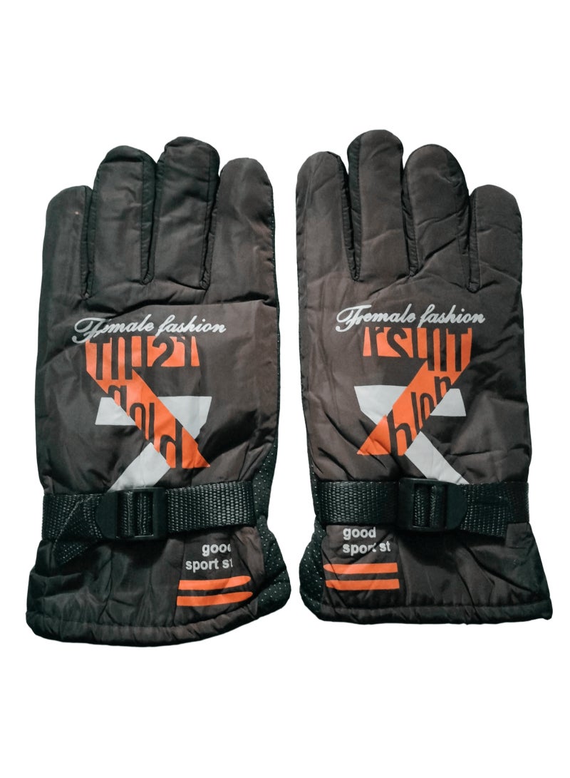 SMARTEDGEGloves, waterproof and padded for riding motorcycles and bicycles in winter. Equipped with an adjustable arm strap. Fully lined with inner fur. High quality, one size fits all | Brown color"