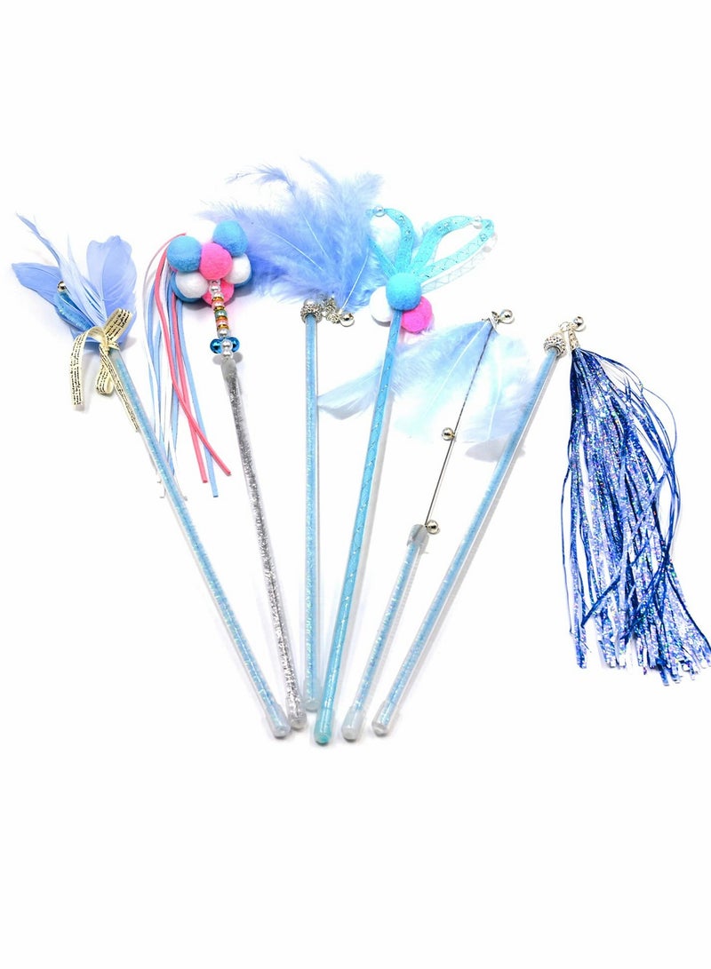 KASTWAVE Teaser Cat Toy, 6 Pack Wands for Kittens Playing, Interactive With Feather and Bell Indoor Cats, Toys Kitten Training - Image 1