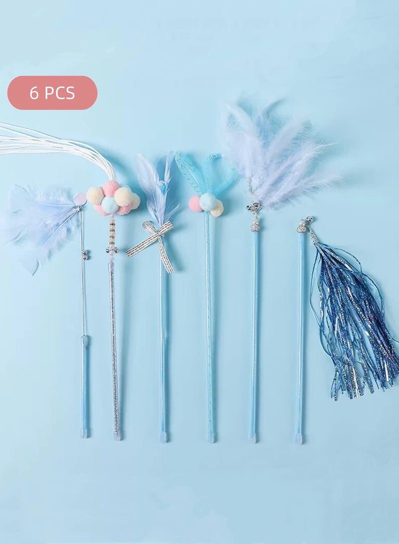 KASTWAVE Teaser Cat Toy, 6 Pack Wands for Kittens Playing, Interactive With Feather and Bell Indoor Cats, Toys Kitten Training - Image 2