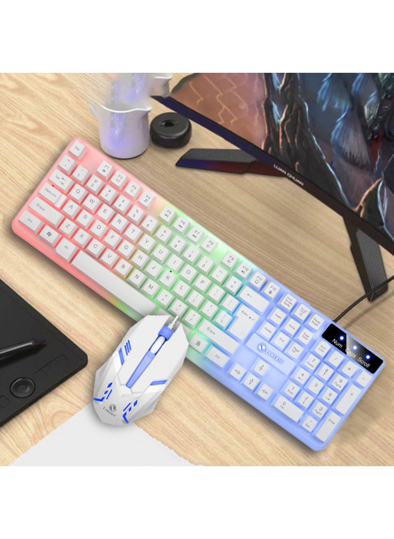 Generic - GTX300 Wired Gaming Keyboard Mouse Combo with Rainbow Light GTX350 white glow - Image 1