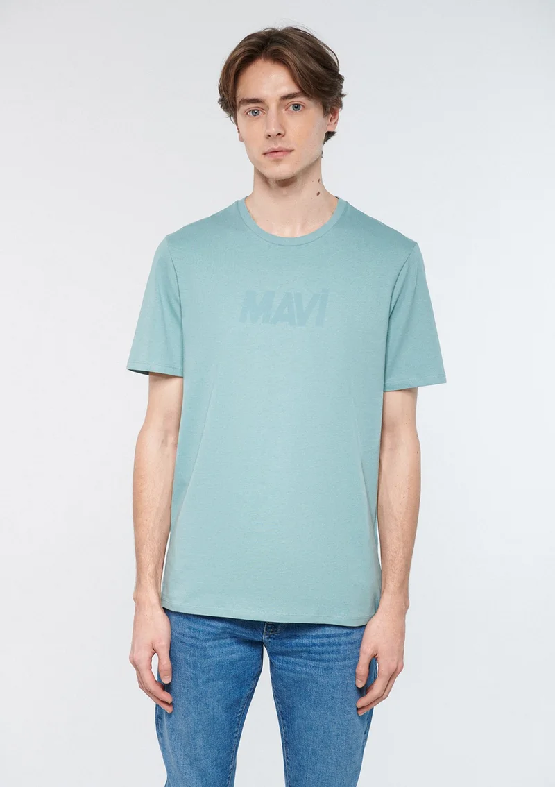 مافي Blue Men's Blue Logo Printed Blue T-Shirt 066846-70838