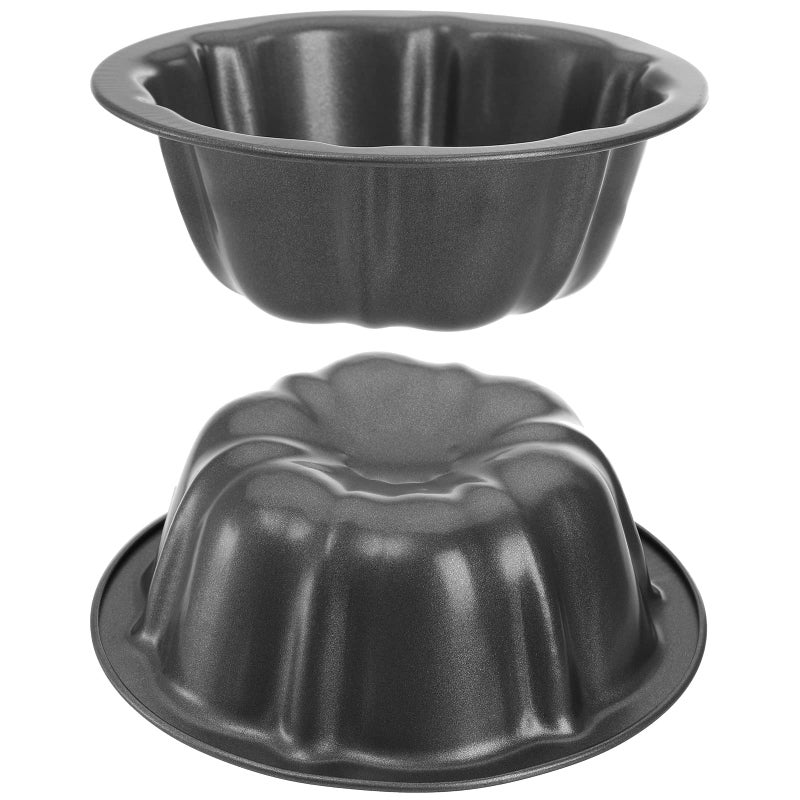 ZENFUN 10 Pcs Mini Flan Molds Pan, 4 Inches Fluted Cake Pan Nonstick, Carbon Steel Mini Flan Molds Pans, Cake Pans Reusable Tube Oven Baking Mold for Cupcake, Bread, Bavarois, Brownie - Image 3