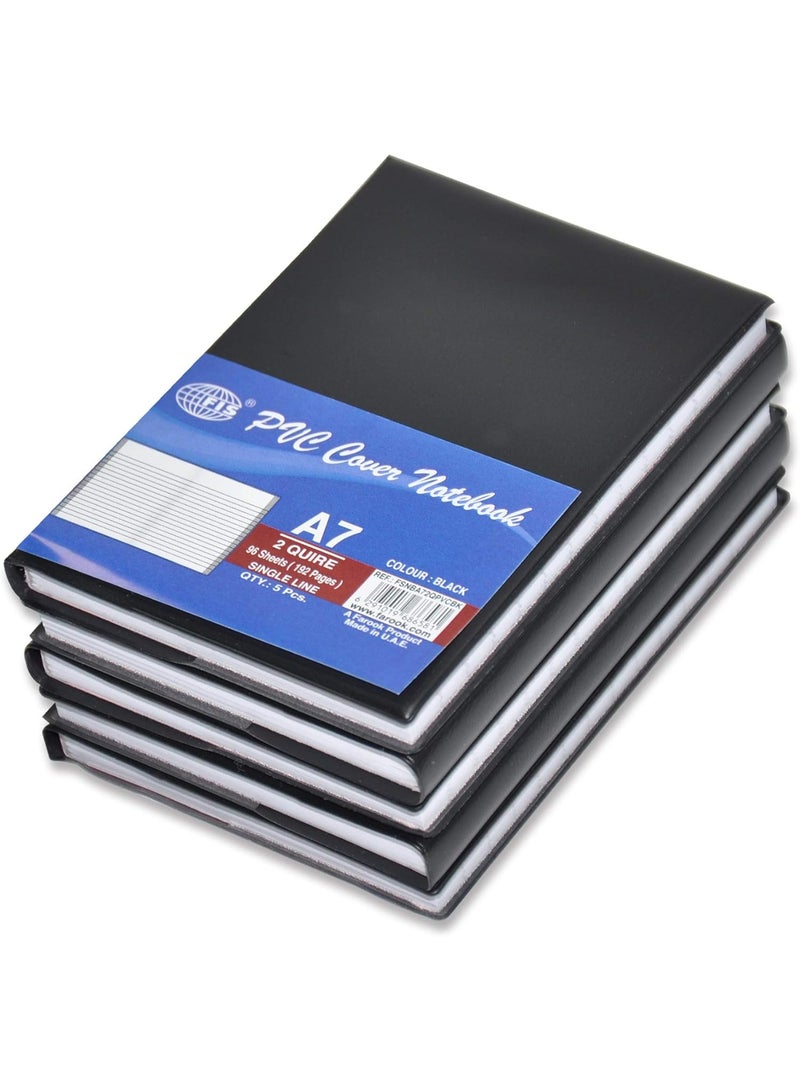 FIS PVC Notebook A7, 2-Quires Black 5-Piece - FSNBA72QPVCBK  - Image 1