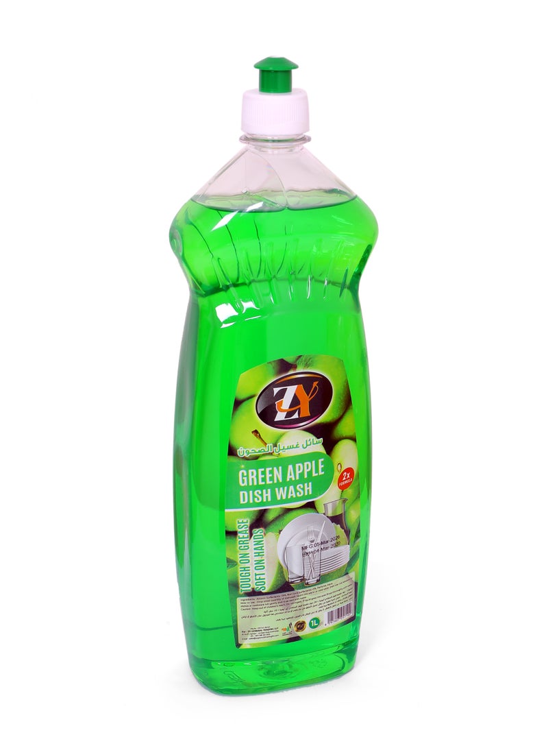 ZY Green Apple Dish Wash Liquid – Tough on Grease, Soft on Hands – 1L - Image 2