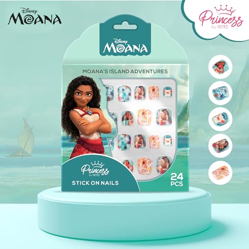 RENEE Princess Disney Moana’s Tropical Trio Nail & Lip Kit For Preteens | Includes Moana’s Island Magic & Island Adventure Stick On Nails & Moana Beachy Peachy Lip Balm - Image 4